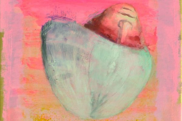Gerő Ambrus, Falling women head - pink, 2016, o.c, 27x49,5 cm