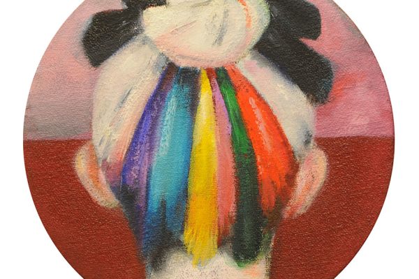Rainbow hair, 2017, olaj, vaszon, fa lemez, 20 cm